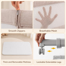 Load image into Gallery viewer, Bedside Crib with 4 Castors, Extendable Legs, Removable Mattress