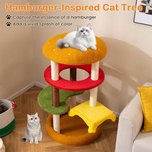 Load image into Gallery viewer, Cat Tree, 106cm Tall Hamburger-Theme Cats Tower | Indoor Multi-Level Kitten Climbing Stand Activity Center