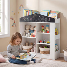 Load image into Gallery viewer, Kids Dollhouse Bookshelf with Chalkboard for Kids Room, Nursery, Playroom