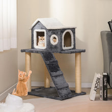 Load image into Gallery viewer, 90cm Modern Cat Tree 3-level Cat Condo Furniture with Openable Roof