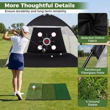 Load image into Gallery viewer, Golf Practice Net, 10x7ft Golf Hitting Net with Foldable Tri-Turf Mat