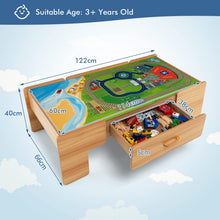 Load image into Gallery viewer, 2 in 1 Kids Wooden Train Track Set and Table