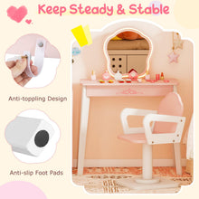 Load image into Gallery viewer, Kids Vanity Set, Girls Dressing Table with Lighted Mirror, Swivel Barber Chair