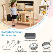 Load image into Gallery viewer, Mud Kitchen, Fir Wood Outdoor Play Kitchen with 2 Removable Sinks, Storage Shelves