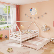 Load image into Gallery viewer, Wooden Kids Bed Frame with Trundle