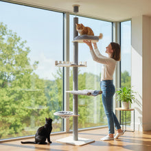 Load image into Gallery viewer, Floor to Ceiling Cat Tree, 5 Tier Tall Cat Tower with 236-271cm Adjustable Height