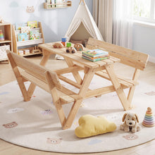 Load image into Gallery viewer, Kids Picnic Table Bench Set, Children 4 Seat Activity Play Table with Removable & Folding Umbrella