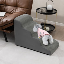 Load image into Gallery viewer, 4 Steps Dog Stairs Non-Slip Pet Ladder with Removable Cover Gray
