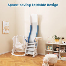 Load image into Gallery viewer, Toddler Swing and Slide Set, 4-in-1 Children Climber and Swing Set with Basketball Hoop