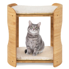 Load image into Gallery viewer, Cat Bed, 2-tier Bamboo Cat Tree with Removable & Washable Cushions, Cat Holes