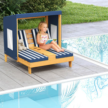 Load image into Gallery viewer, Kids Double Sun Lounger, 2-Seater Garden Lounge Chair with Canopy