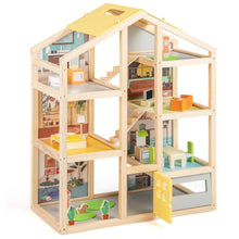 Load image into Gallery viewer, Kids Wooden Dollhouse with 7 Rooms and 18 Pcs Furniture Accessories