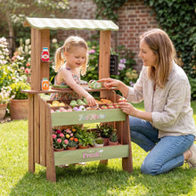 Load image into Gallery viewer, Wooden Kids Grocery Store Playset with Chalkboard | Indoor Outdoor Farm Market Stand
