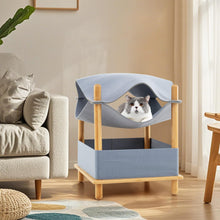 Load image into Gallery viewer, Elevated Cat Bed, 2-tier Bamboo Frame Cat House with Dual-Layer Felt Fabric Top