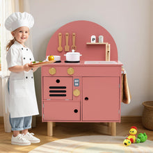 Load image into Gallery viewer, Play Kitchen for Kids Wooden Kitchen Playset with Stoves Faucet