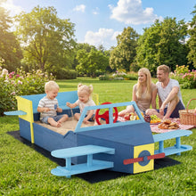 Load image into Gallery viewer, Wooden Kids Sandpit, Glider-Shape Sand Box with Bench Seat, Propeller, Rotatable Rudder, Side Wings
