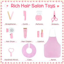 Load image into Gallery viewer, Kids Vanity Set, Girls Dressing Table with Lighted Mirror, Swivel Barber Chair