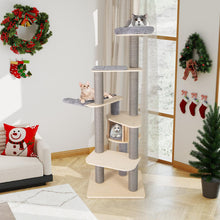 Load image into Gallery viewer, Tall Multi-Layer Cats Tower with Comfy Padded Top Perch, Private Condo