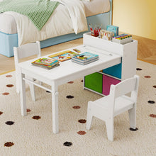 Load image into Gallery viewer, Kids Art Table and Chairs Set with Paper Roll and Storage Shelves