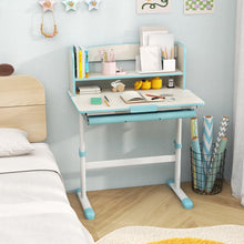 Load image into Gallery viewer, Height Adjustable Children Writing Table with Tilt Desktop and Hutch