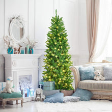 Load image into Gallery viewer, Pre-lit Artificial Pencil Christmas Tree with Warm White UL-listed Lights