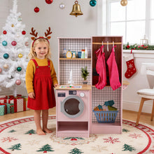 Load image into Gallery viewer, Dual-Sided Toddler Pretend Laundry Toy Kitchen Playset with Real Lights & Sounds