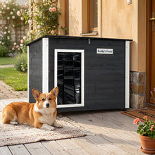 Load image into Gallery viewer, Natural Spruce Wood Frame Puppy Kennel with Removable Floor, Openable Asphalt Roof