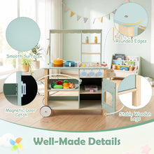 Load image into Gallery viewer, Kids Play Kitchen, Wooden Toy Kitchen with Stoves, Oven, Chalkboard