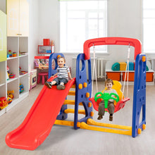 Load image into Gallery viewer, Toddler Swing and Slide Set, 4-in-1 Children Climber and Swing Set with Basketball Hoop