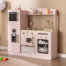 Load image into Gallery viewer, Kids Wooden Kitchen Playset Pretend Play with Chalkboard and Ice Maker