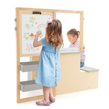 Load image into Gallery viewer, Kids Art Easel Table and Bench Set with Adjustable Easel and Bookshelf