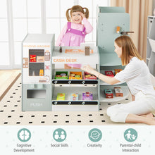 Load image into Gallery viewer, Kids Grocery Store Wooden Pretend Play Shop with Coffee Maker