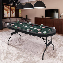 Load image into Gallery viewer, Foldable Poker Table for 8 Players Portable Oval Card Board with Cup Holders