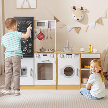 Load image into Gallery viewer, 3-Piece Kids Play Kitchen Set with Realistic Sounds Lights and Blackboard