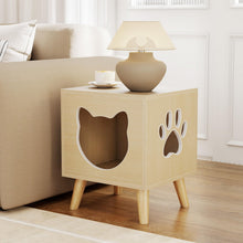 Load image into Gallery viewer, Cat Litter Box Enclosure with Rubber Wood Legs and Detachable Top