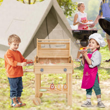 Load image into Gallery viewer, Kids Barbecue Playset, Wooden BBQ Grill Toy Set with Wheels
