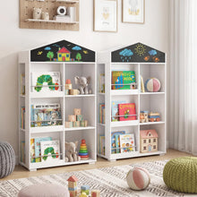 Load image into Gallery viewer, Wooden Book & Toy Storage Organizer, House Shaped Children Bookcase