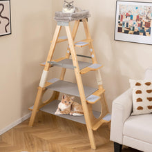 Load image into Gallery viewer, Foldable Cat Climbing Furniture with Ladder Design and Upholstered Top Perch