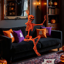 Load image into Gallery viewer, Orange Halloween Skeleton with Pumpkin Head and Movable Joints
