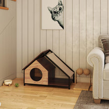Load image into Gallery viewer, Wooden Cat House for Indoor Cats Kitty Condo Furniture with Porch