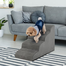 Load image into Gallery viewer, 4 Steps Dog Stairs Non-Slip Pet Ladder with Removable Cover Gray