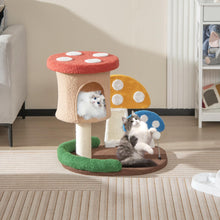Load image into Gallery viewer, Cat Tree, Mushroom Cat Tower with Condo, Platform, Scratching Posts (60 x 49 x 60cm)