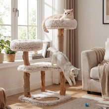 Load image into Gallery viewer, Wooden Cat Tree, Multi-Layer Cats Tower with Jute Scratching Posts & Top Perch