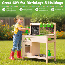 Load image into Gallery viewer, Kids Mud Kitchen Play Pretend Kitchen with Chalkboard Rotation Knobs and Cabinet