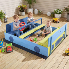 Load image into Gallery viewer, Kids Sandbox, 118 x 100cm Wooden Sand Pit with Bench Seats, Folding Lid, Sandpit Liner
