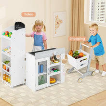 Load image into Gallery viewer, Kids Grocery Store Playset Convertible with Shopping Cart and Movable Checkout Belt