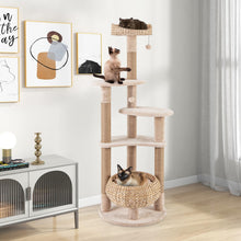Load image into Gallery viewer, 164 cm Cat Tree with Jute Scratching Posts and Dangling Balls