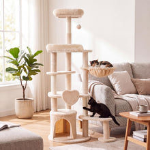 Load image into Gallery viewer, Cat Tree, 149cm Tall Cats Tower with Perches, Plush Condo, Cozy Basket