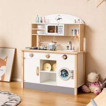 Load image into Gallery viewer, Wooden Kids Play Kitchen, Chef Pretend Toy Kitchen with Clock