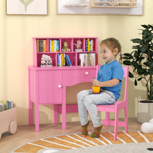 Load image into Gallery viewer, Kids Study Desk and Chair Set with Hutch and Storage Cabinet